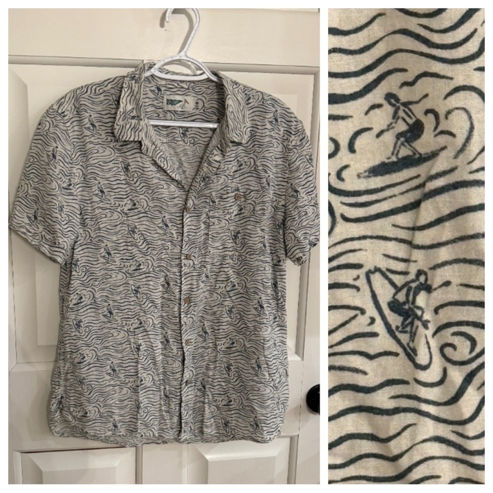 Wellen Huckberry surfer print Button Down Shirt Surfing 45399